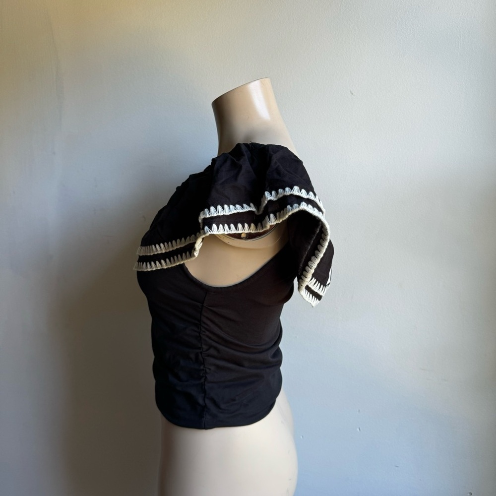 NWT J.Crew Off-the-shoulder ruffle top in stretch cotton blend - Picture 6 of 13